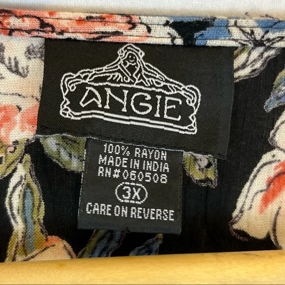 ANGIE | Long Sleeve Surplice Floral Printed Tie Woven Top Womens Plus Size 3XL - Picture 5 of 5